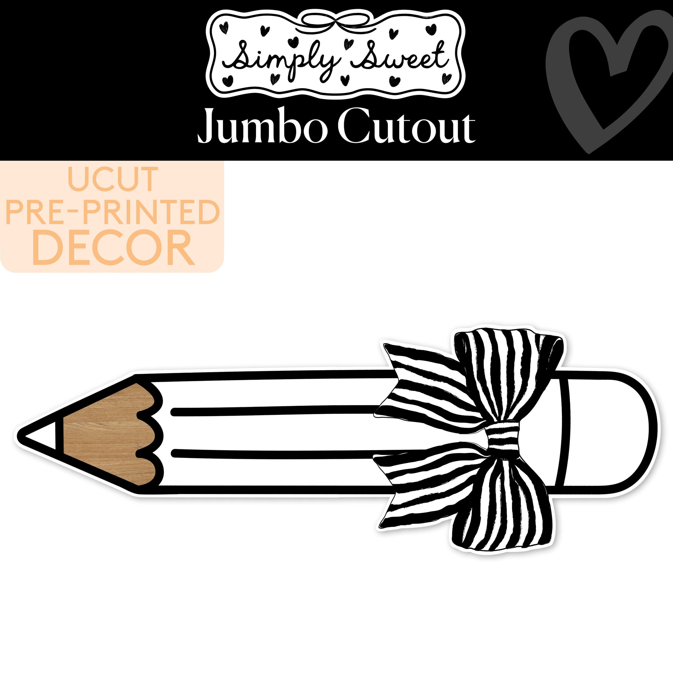 Classic Black and White Pencil Jumbo Cutout | Simply Sweet