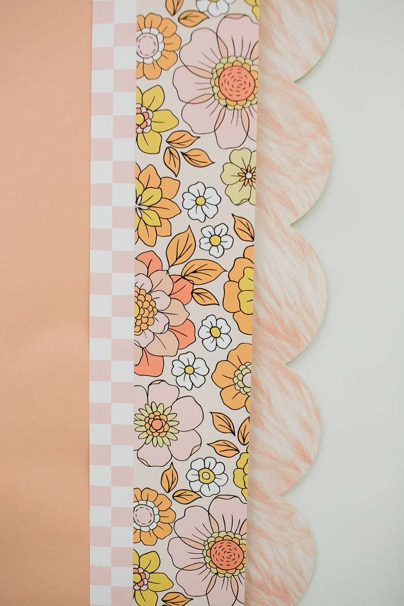 Retro Classroom Decor | Floral Straight Border | "That 70's Floral" Foundation Border | Schoolgirl Style