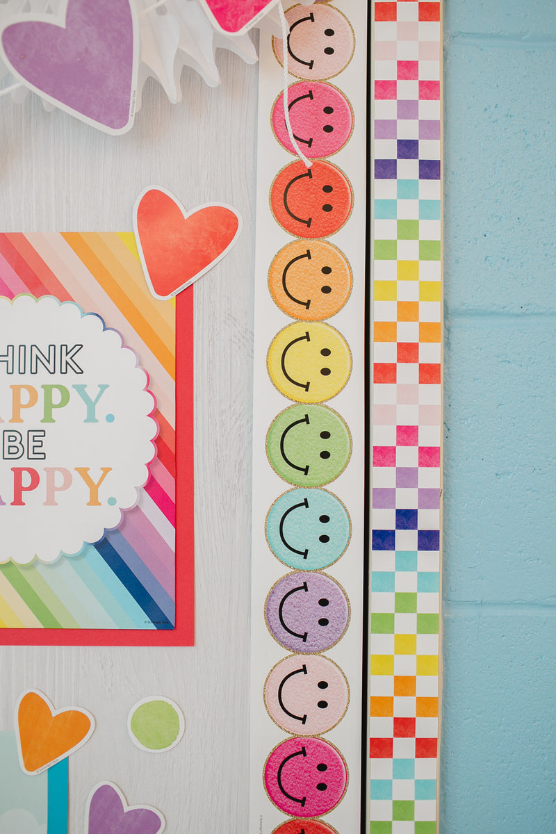 Rainbow Smiley Face Border | "Feels Like Friday" Foundation Border | Rainbow Classroom Decor | Schoolgirl Style