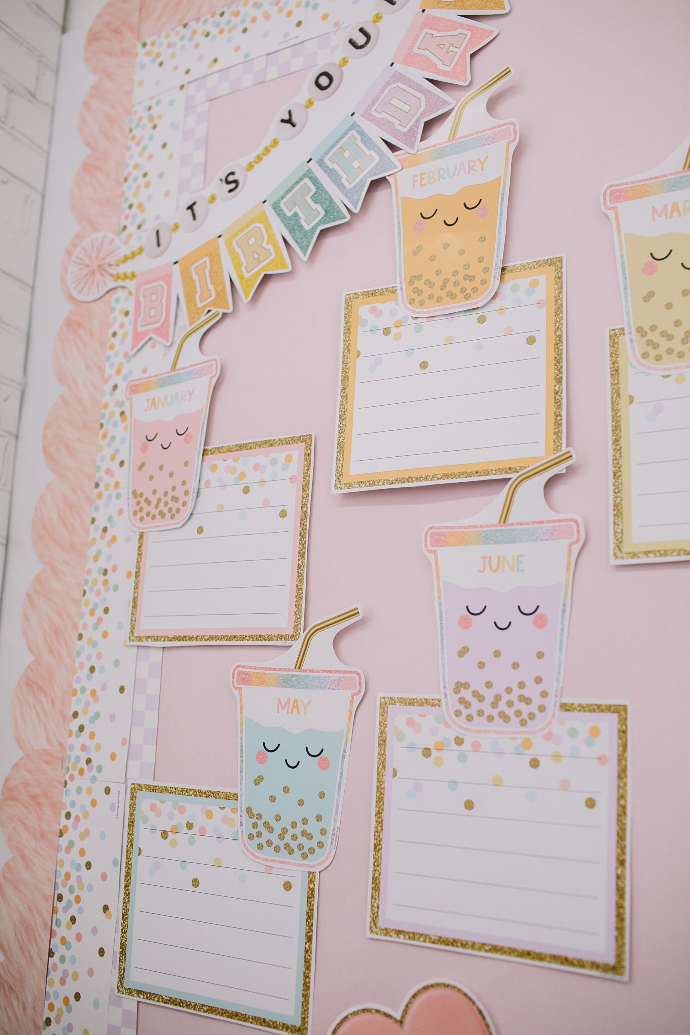Printable Classroom Birthday Bulletin Board Set | Sugar Pop