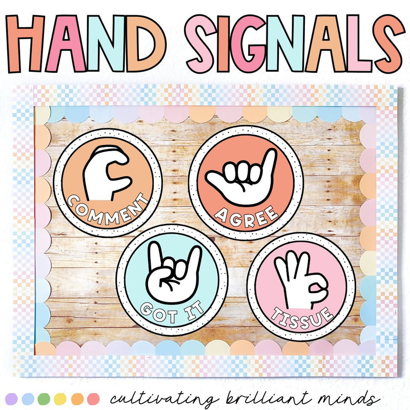 Just Peachy Hand Signal Posters | Calm Peach | Classroom Decor