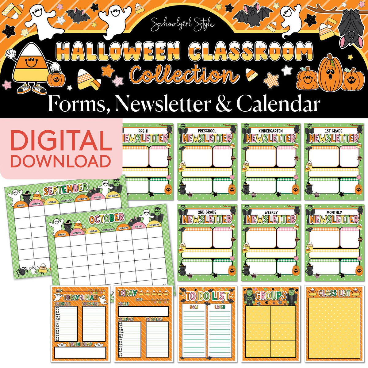 Printable Halloween Newsletters and Calendars | 90s Teacher