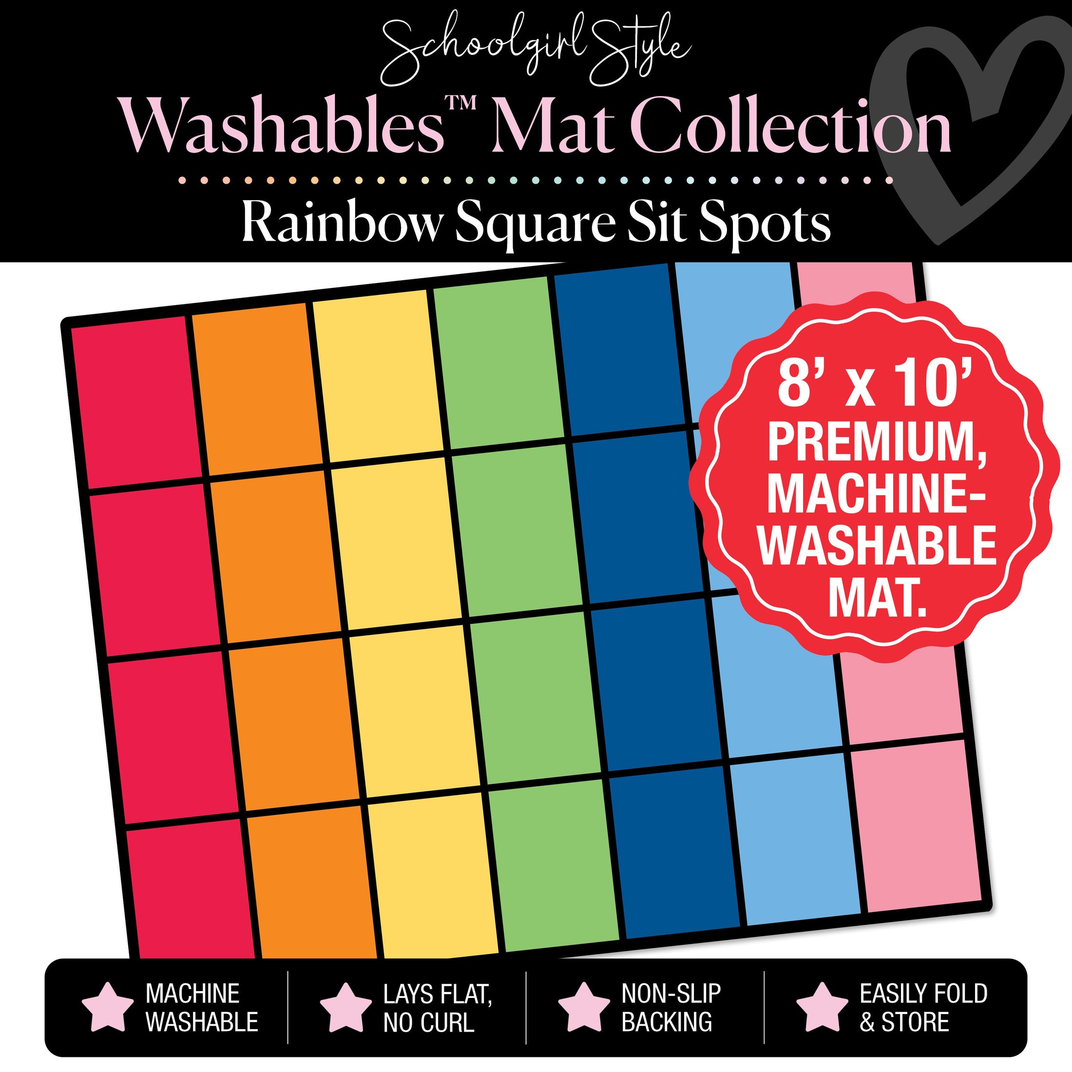 Rainbow Square Sit Spot Classroom Mat by Schoolgirl Style