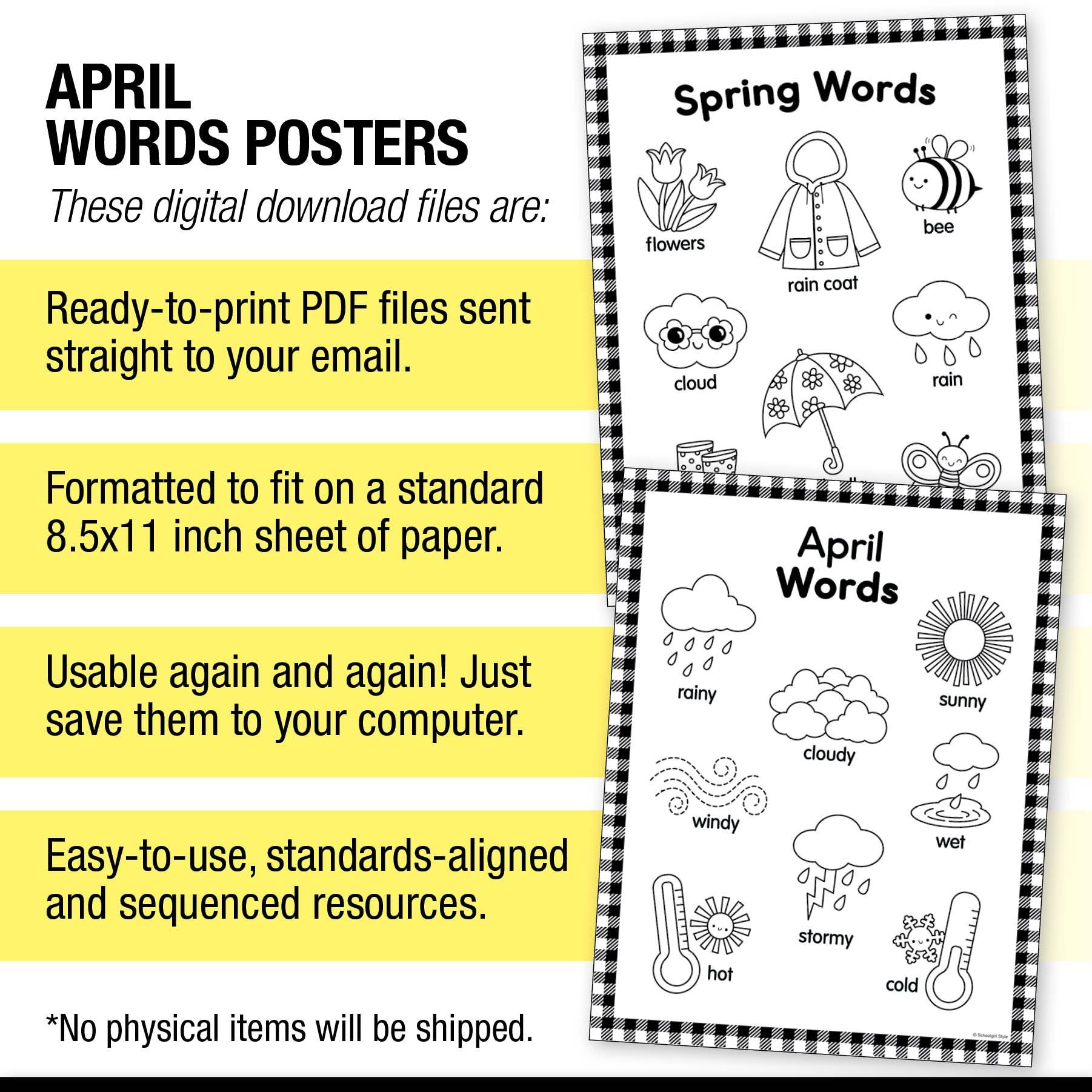 Printable April Words Posters