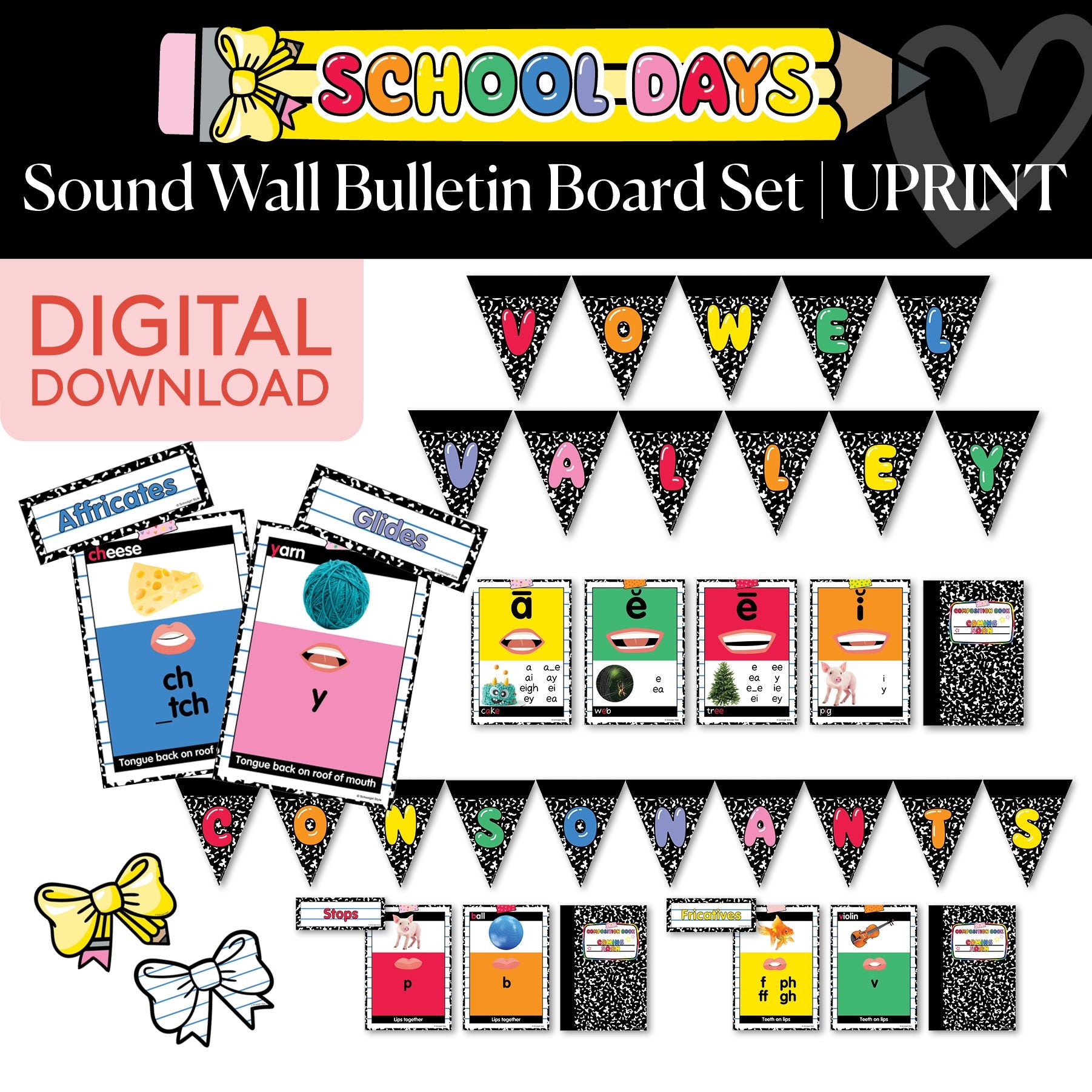 Printable Bright Rainbow Sound Wall | School Days