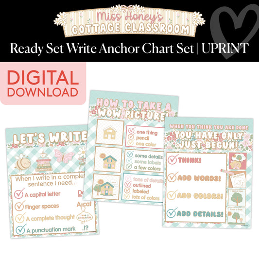 Printable Ready Set Write Anchor Chart Set | Miss Honey's Cottage Classroom