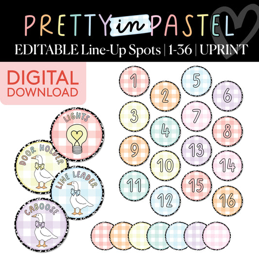 Printable Pastel Editable Line Up Spots | Pretty in Pastel 