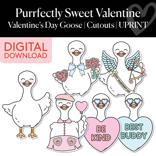 Printable Valentines Goose and Costumes | Purrfectly Sweet Valentine