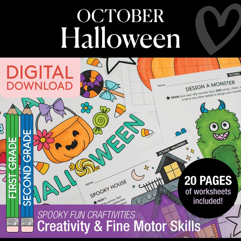 Printable First and Second Grade Halloween Worksheets, Activities and Coloring Pages | Halloween Party Pack