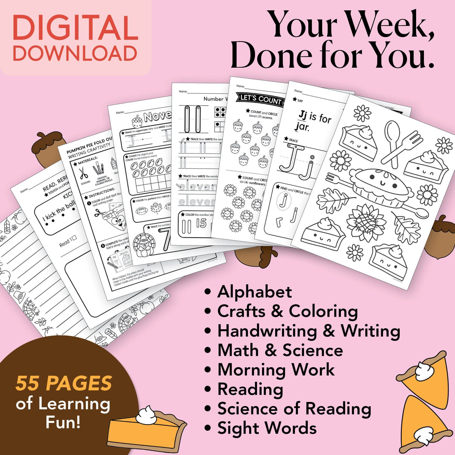 Printable Kindergarten November Week 2 Resources