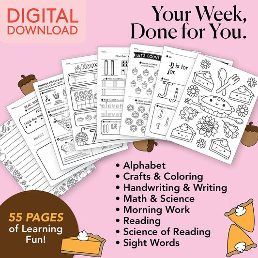 Printable Kindergarten November Week 2 Resources