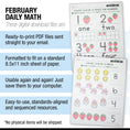 Load image into Gallery viewer, Printable Preschool February Daily Math
