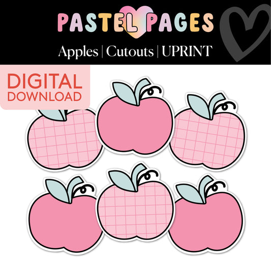 Boho Pastel Apples Printable Bulletin Board Cutouts | Pastel Pages