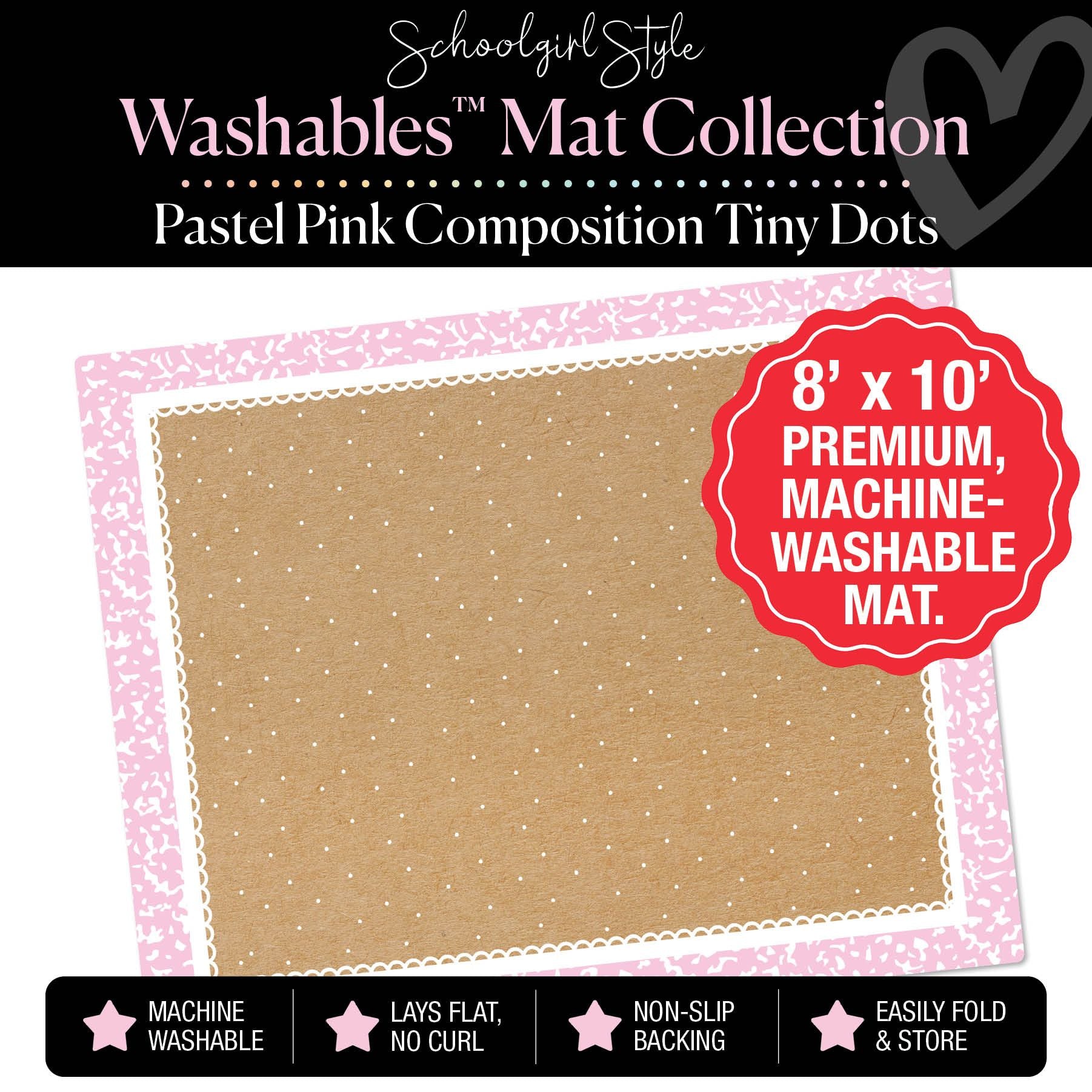 Pastel Pink Composition with Tiny Dots Classroom Mat by Schoolgirl Style