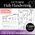 Load image into Gallery viewer, Printable Kindergarten October Daily Handwriting
