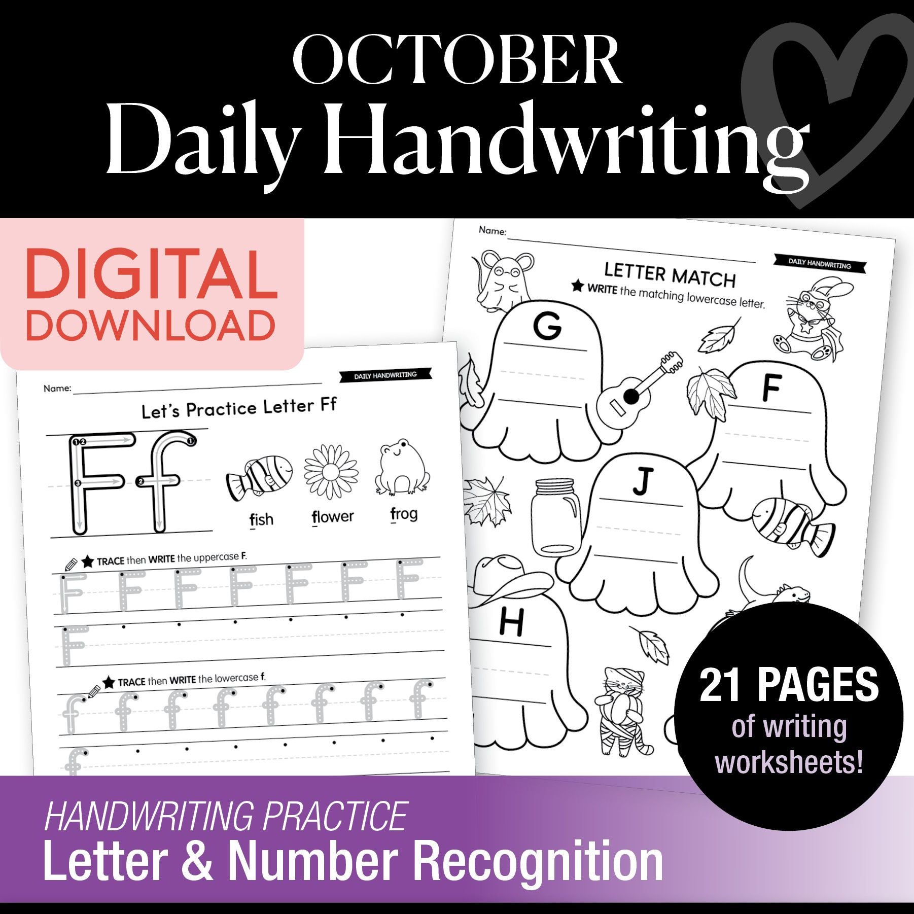 Printable Kindergarten October Daily Handwriting