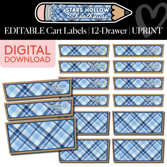 Printable Cozy Editable 12 Drawer Cart Labels | Stars Hollow Schoolhouse