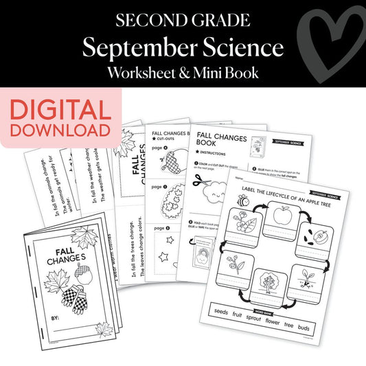 Second Grade September Science Worksheet & Mini Book