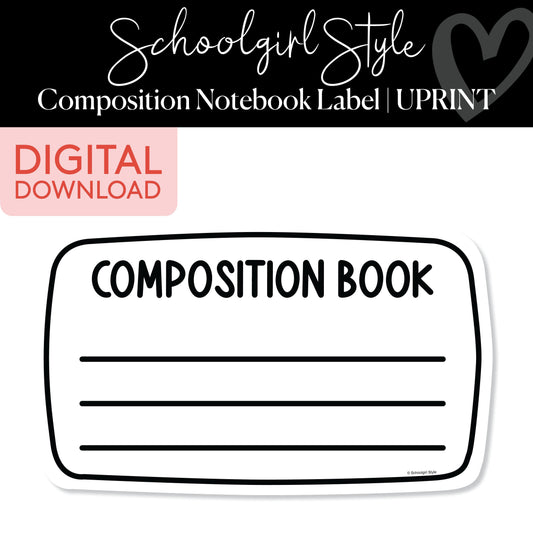 Printable Composition Notebook Label