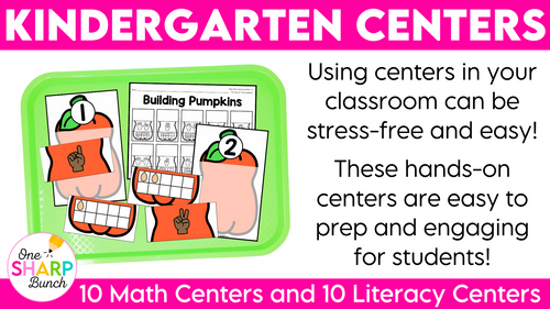 20 October Math and Literacy Kindergarten Pumpkin Centers or Morning Work Tubs