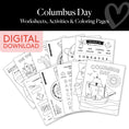 Load image into Gallery viewer, Printable Columbus Day Worksheets Activities and Coloring Pages
