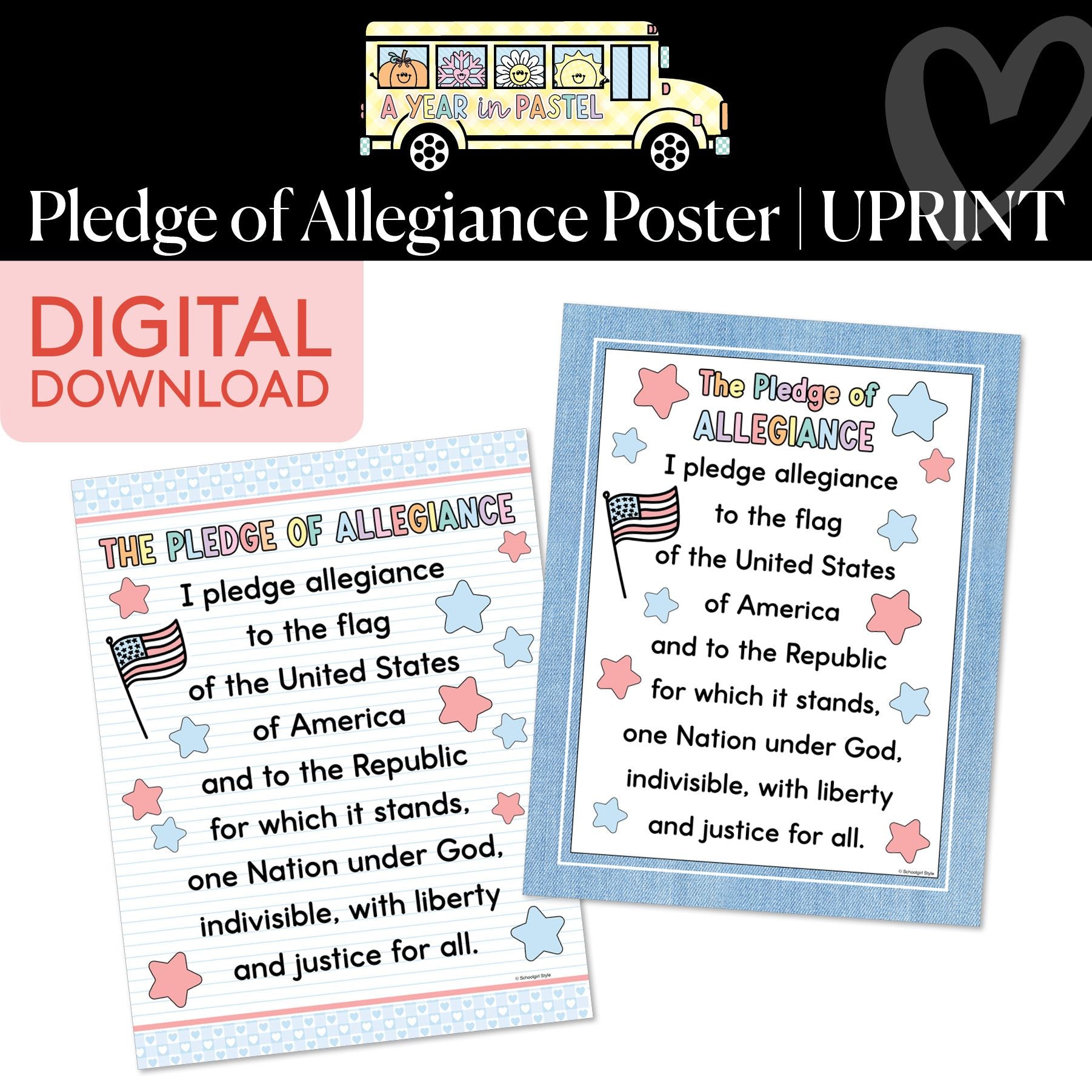 Printable Pledge of Allegiance Poster | A Year In Pastel