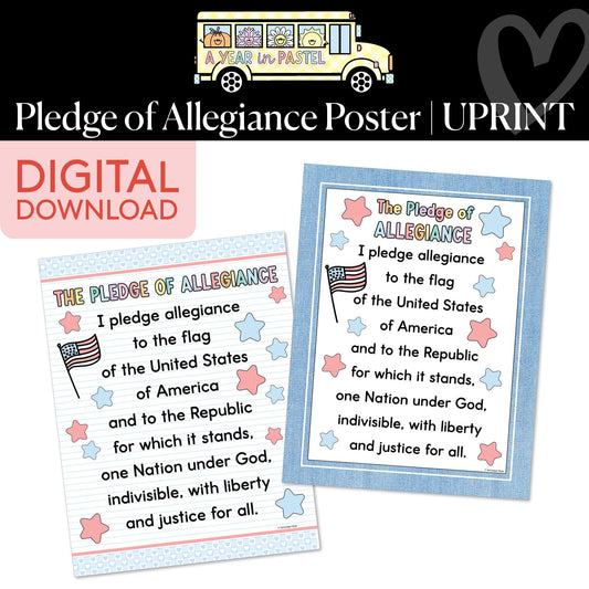 Printable Pledge of Allegiance Poster | A Year In Pastel