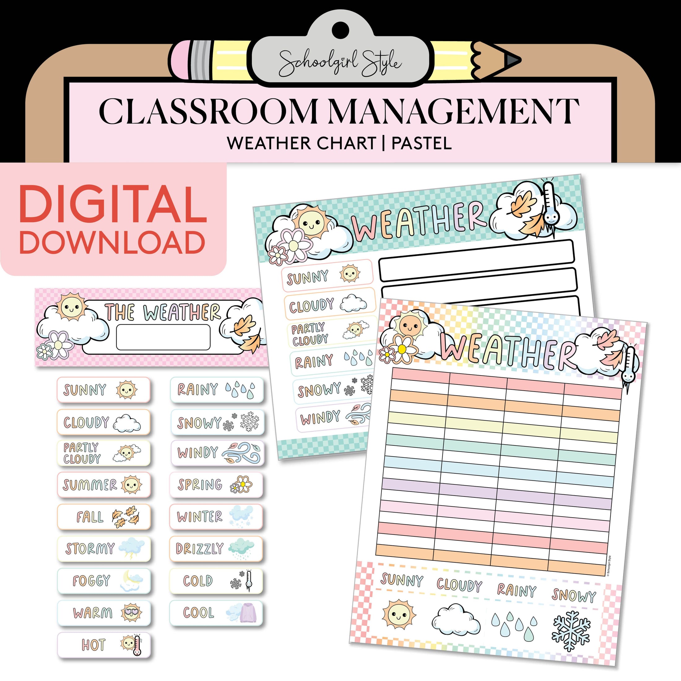 Printable Pastel Weather Chart
