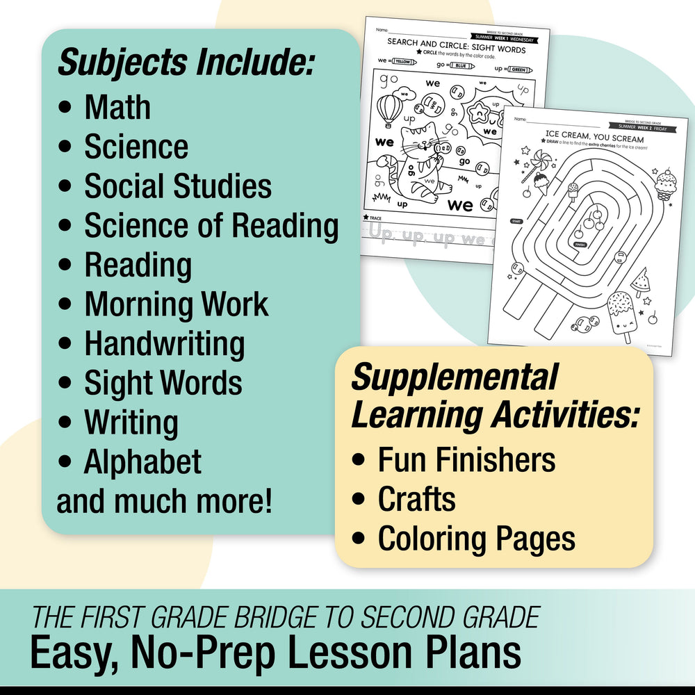 Printable Bridge To Second Grade Digital Summer Workbook
