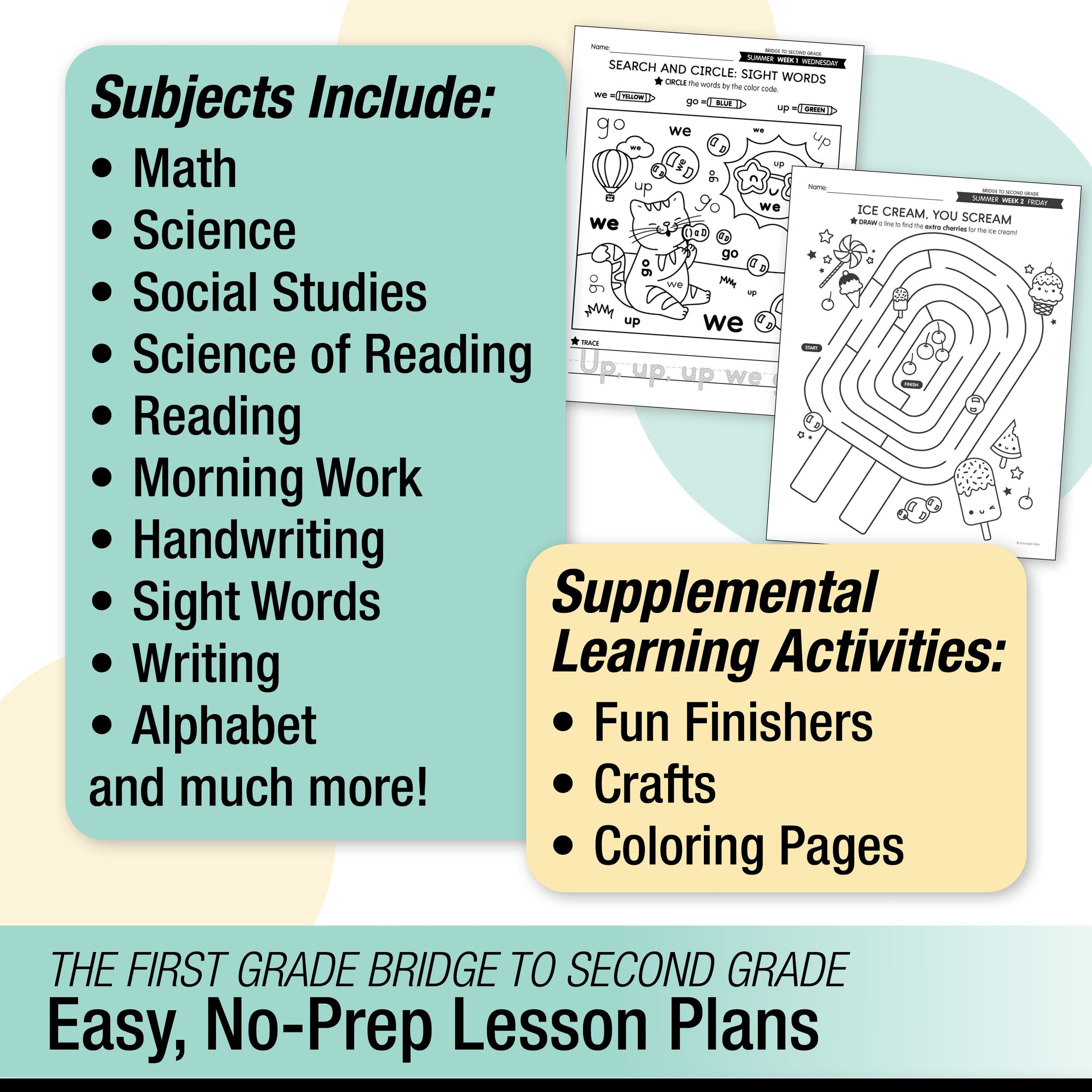 Printable Bridge To Second Grade Digital Summer Workbook