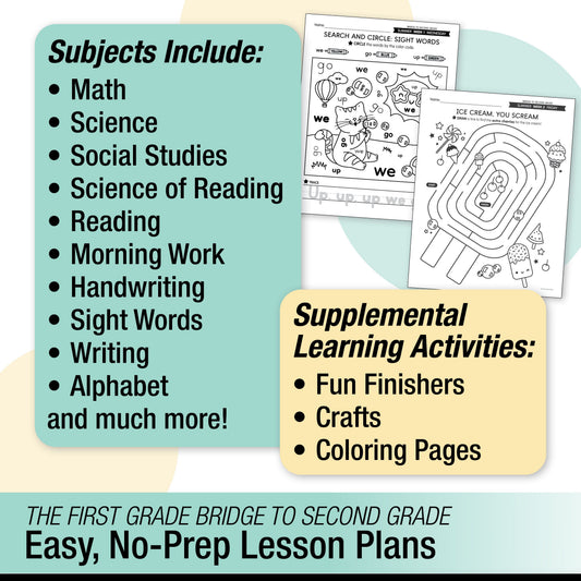 Printable Bridge To Second Grade Digital Summer Workbook