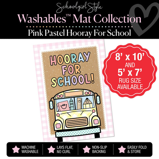 Pastel Pink Hooray For School Classroom Mat by Schoolgirl Style