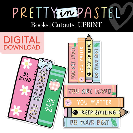 Printable Pastel Books Bulletin Board Cutouts | Pretty in Pastel