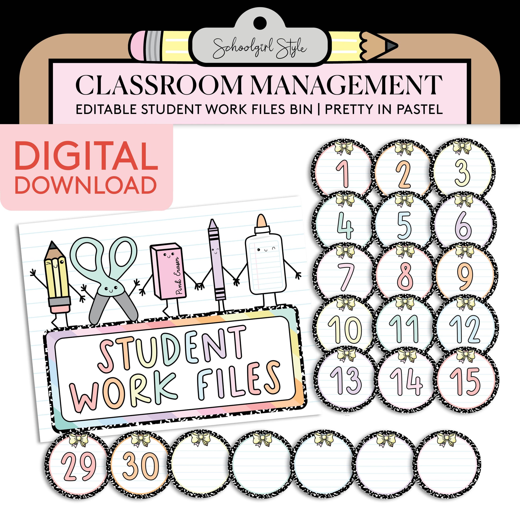 Printable Editable Pastel Student Work Files