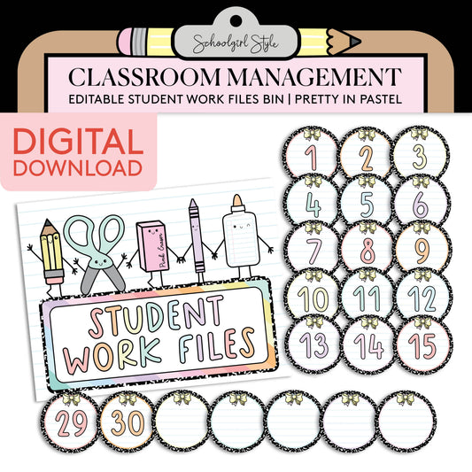 Printable Editable Pastel Student Work Files
