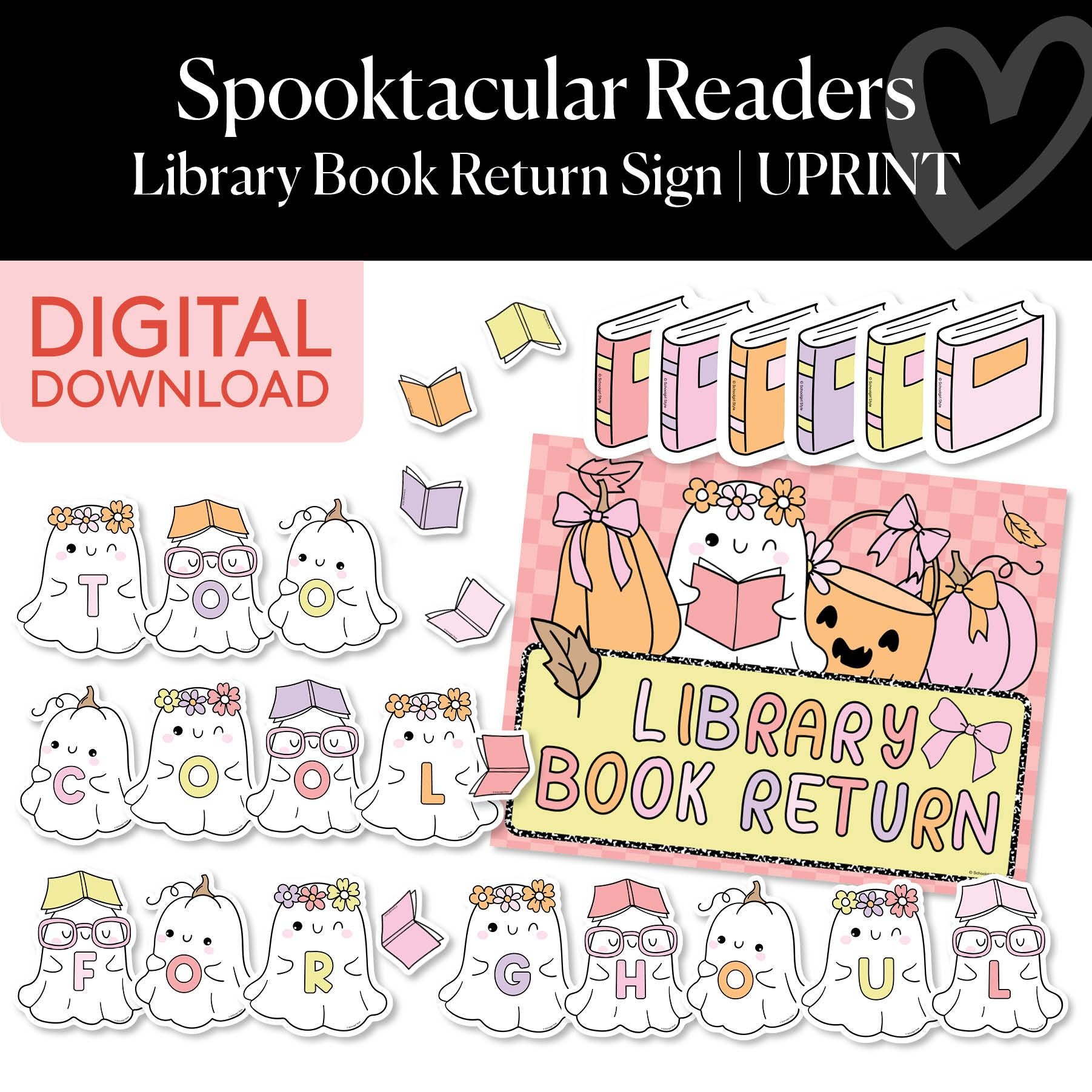 Printable Halloween Reading Reward System and Library Book Return Sign | Spooktacular Readers
