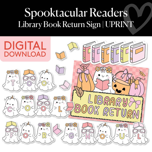 Printable Halloween Reading Reward System and Library Book Return Sign | Spooktacular Readers