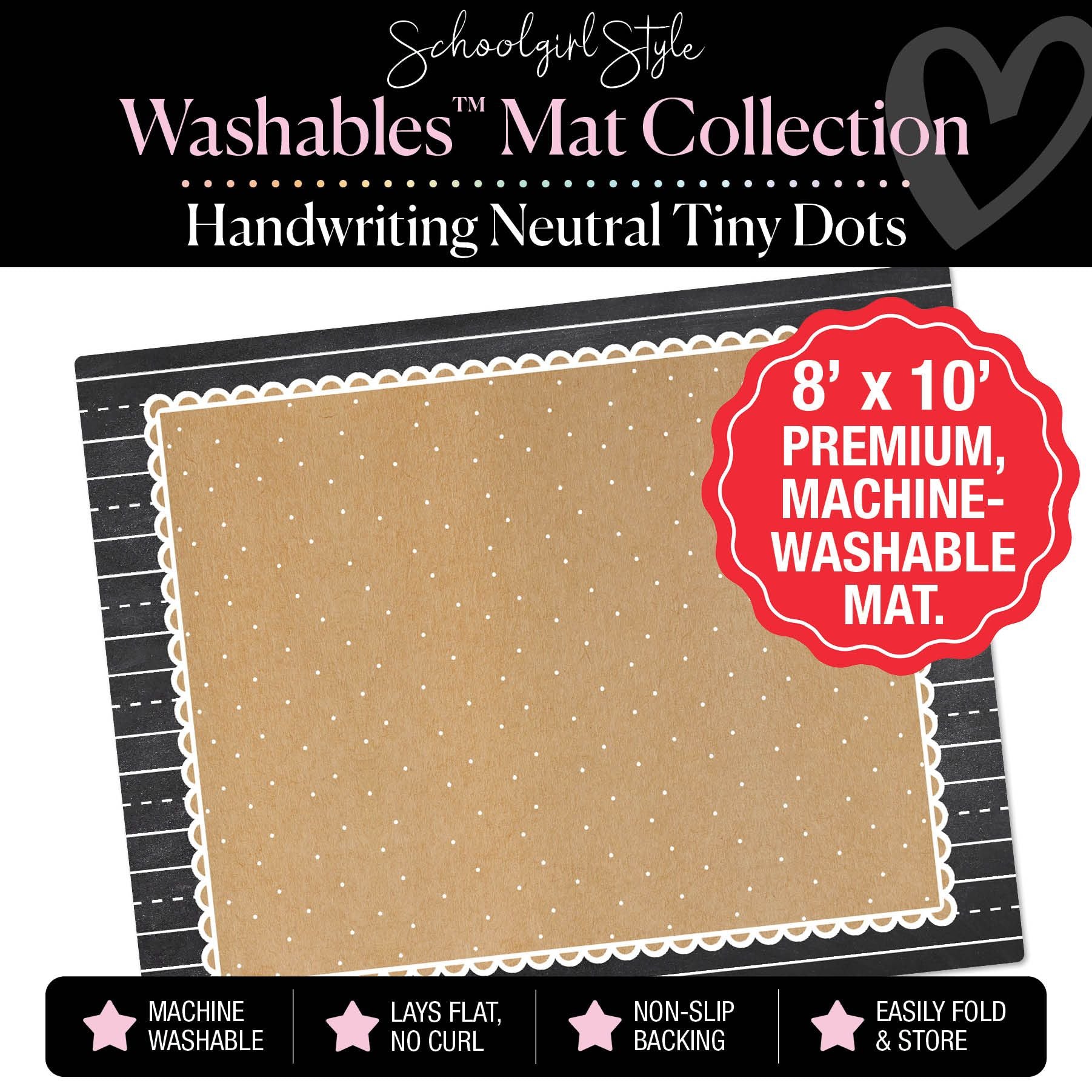 Handwriting Neutral with Tiny Dots Classroom Mat by Schoolgirl Style