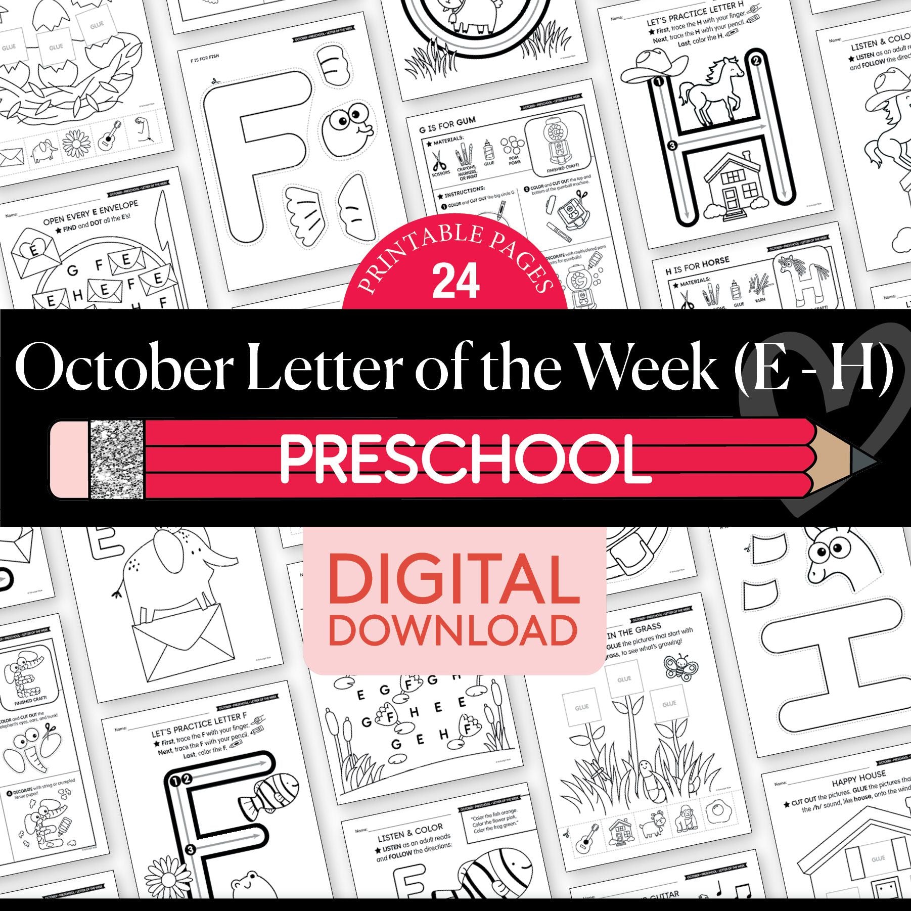 Printable Preschool October Letter of the Week
