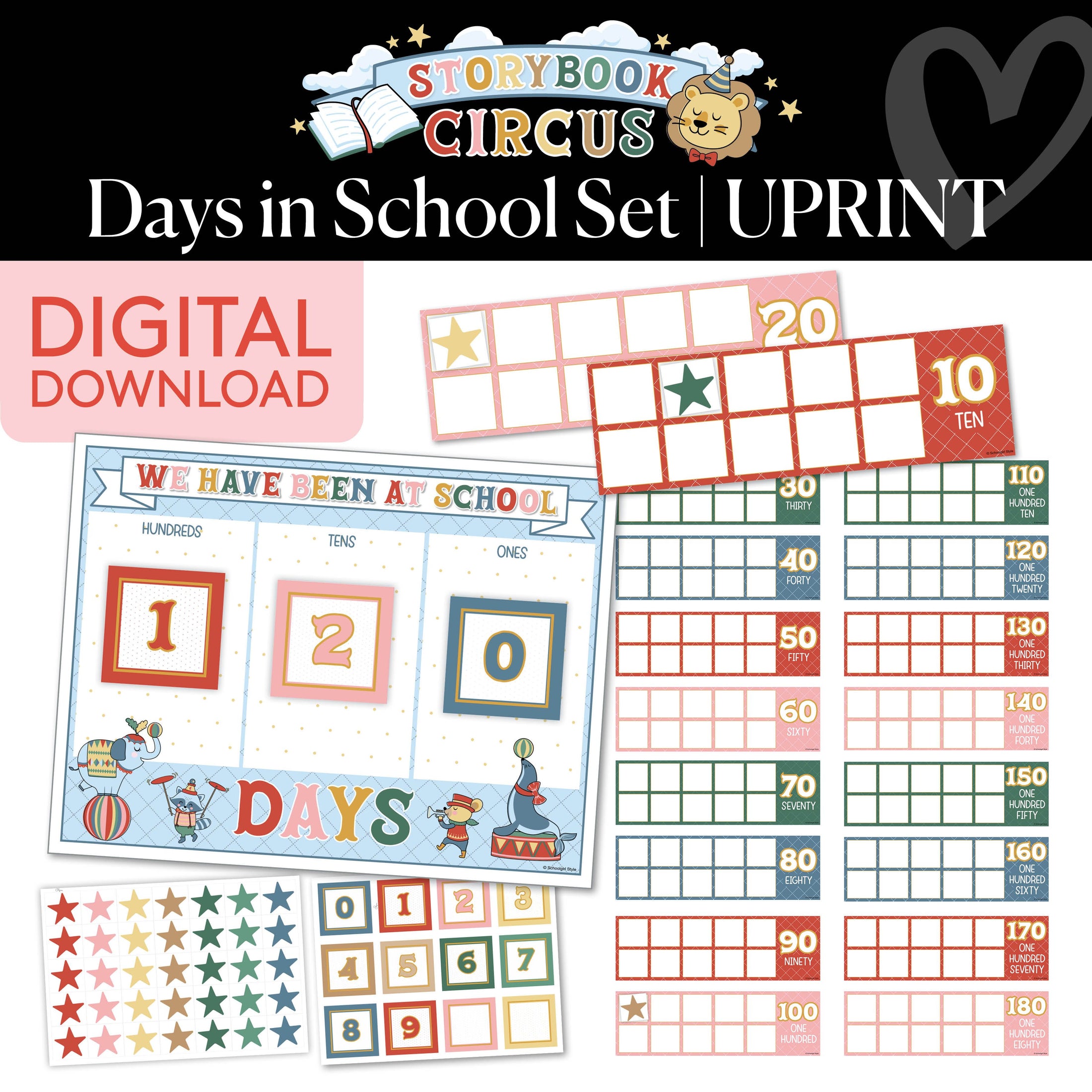 Printable Vintage Days in School Set | Storybook Circus