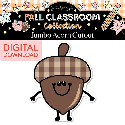 Printable Pastel Fall Acorn Jumbo Cutouts