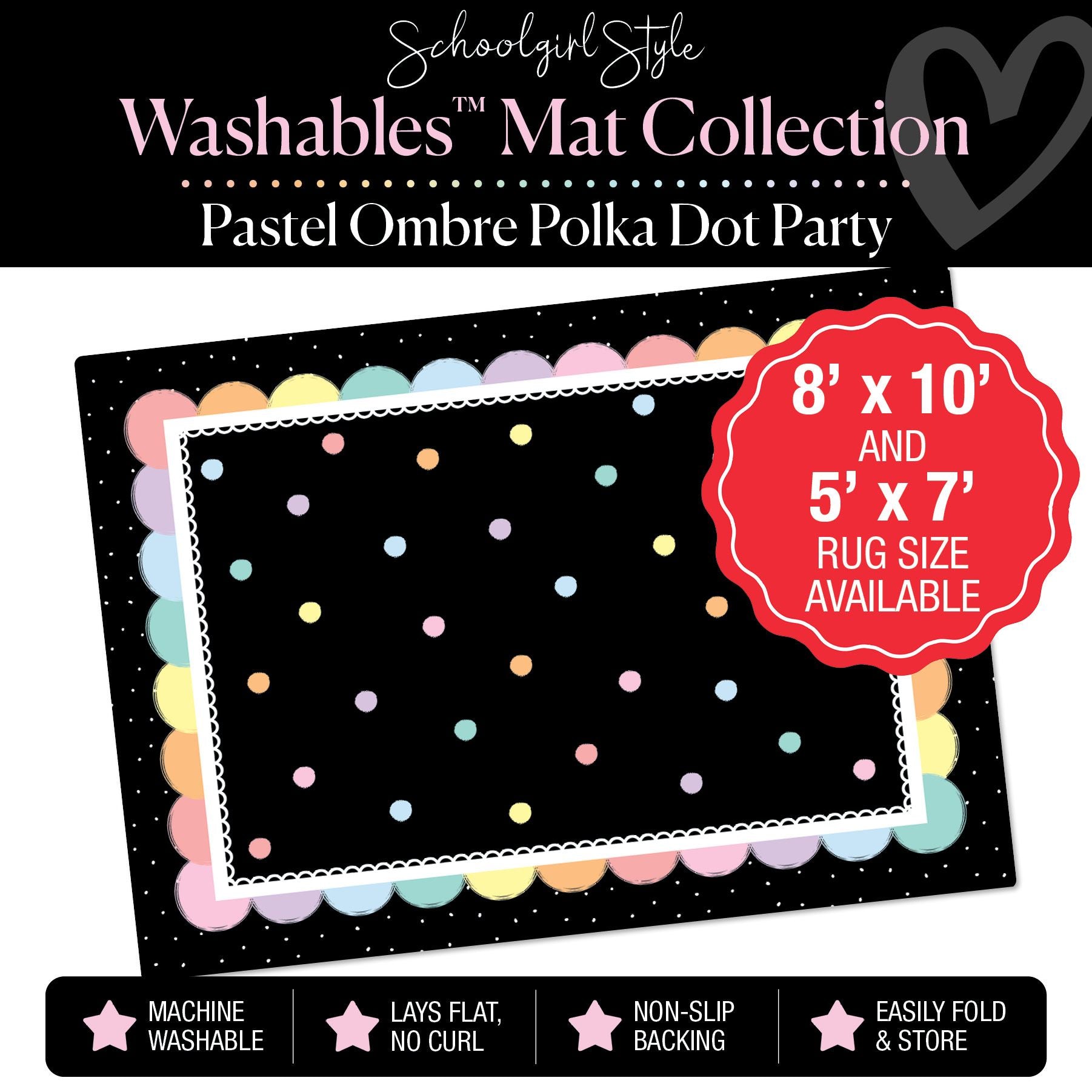 Scattered Pastel Polka Dots on Kraft Background Classroom Mat by Schoolgirl Style