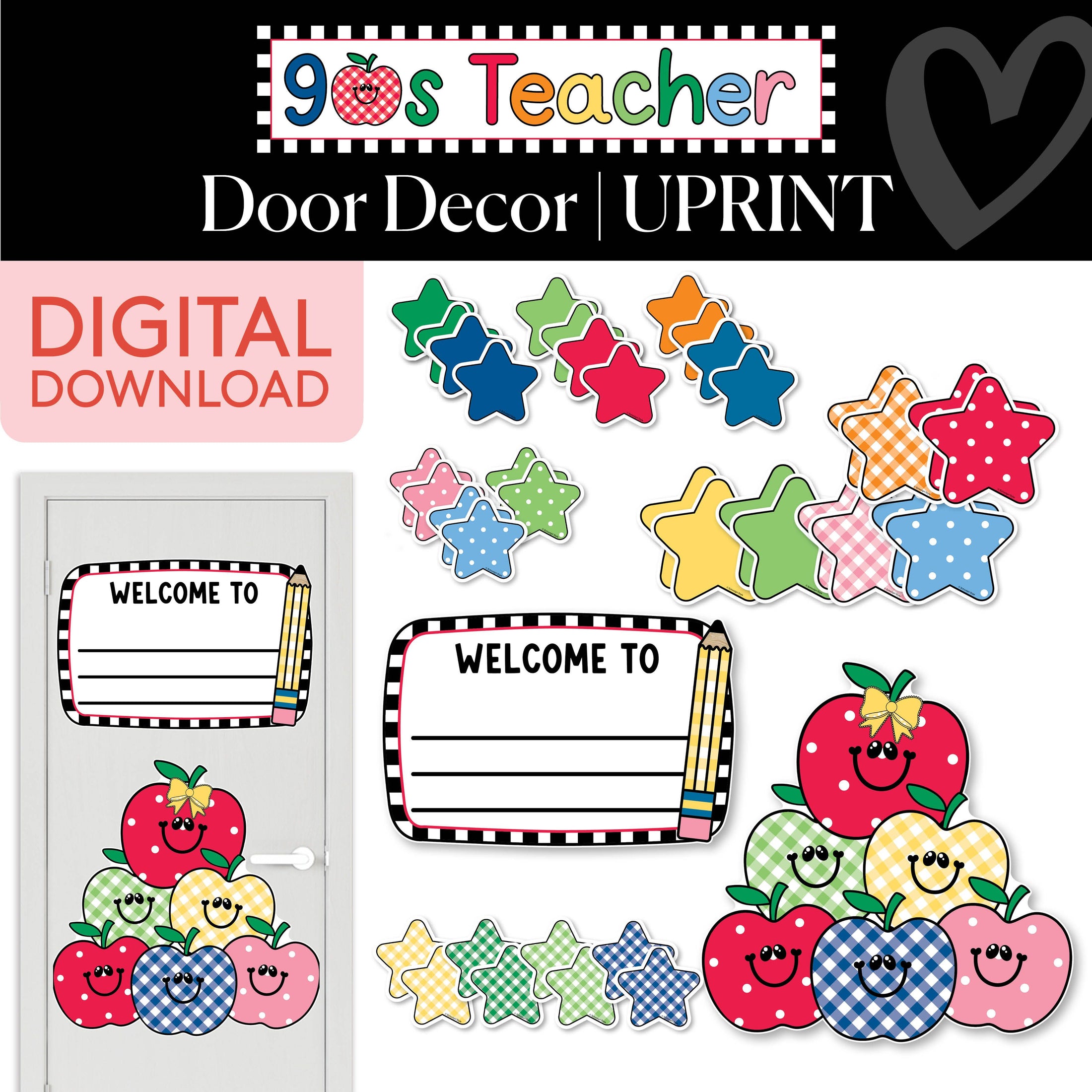 Printable Retro Welcome Door Decor | 90s Teacher