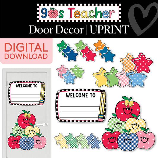 Printable Retro Welcome Door Decor | 90s Teacher