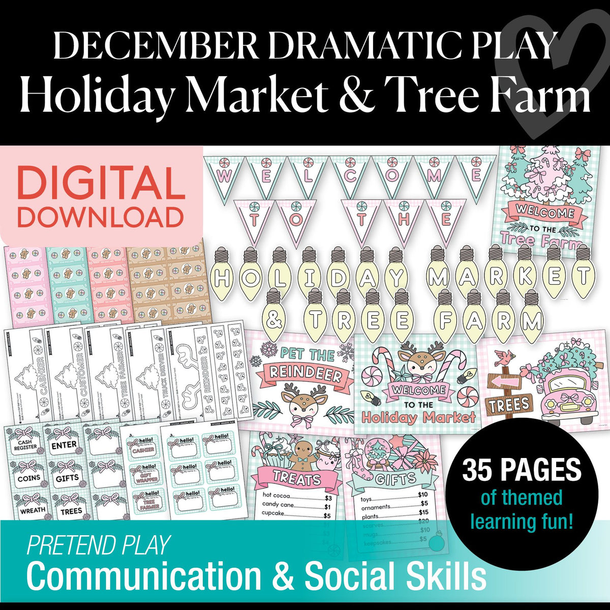 Printable December Dramatic Play Holiday Market and Tree Farm