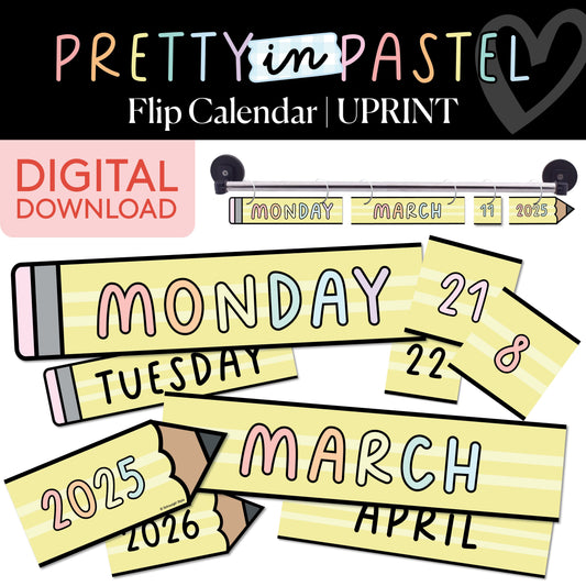 Pastel Classroom Flip Calendar | Pretty In Pastel