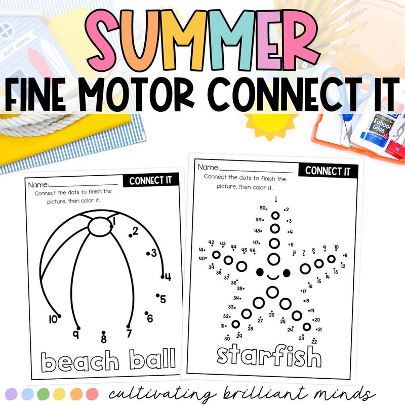 Summer Fine Motor Connect It! | Connect the Dots | May, June | Fine Motor Skills