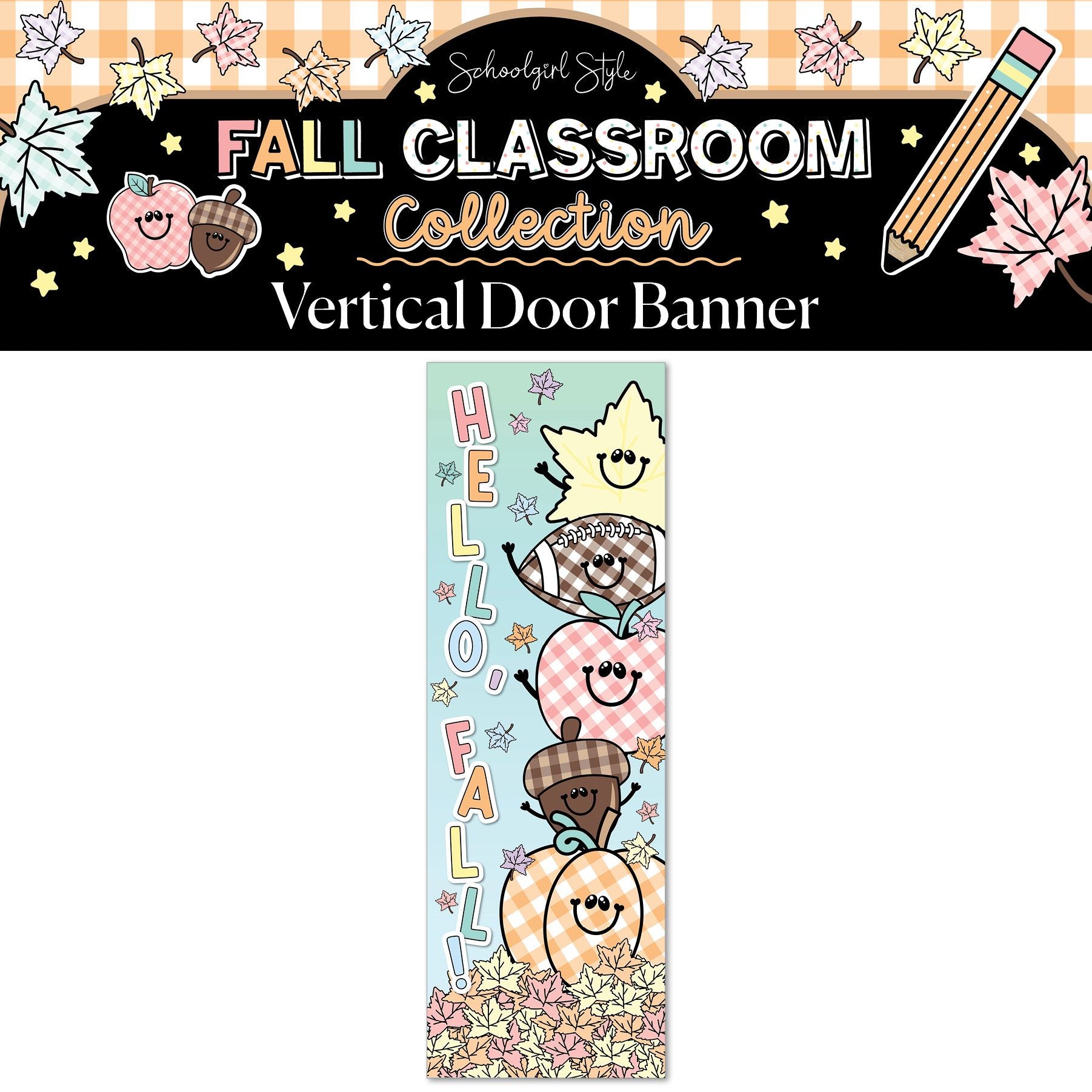 Printable Pastel Hello Fall Vertical Walgreens Ready Kraft Style Banner