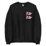 Pink XO Hugs and Kisses Valentine's Day Teacher Sweatshirt | black, white, pink and grey
