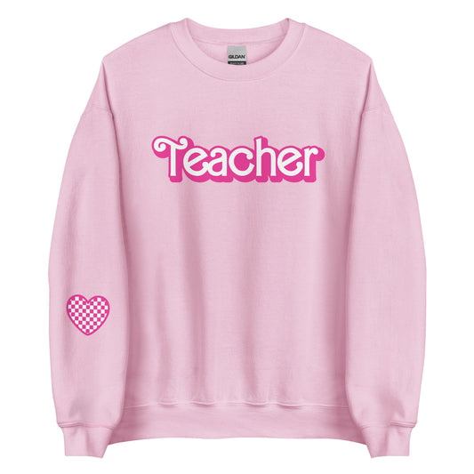 Teacher Barbie Sweatshirt | Heart on the Sleeve | Comes in white or pink